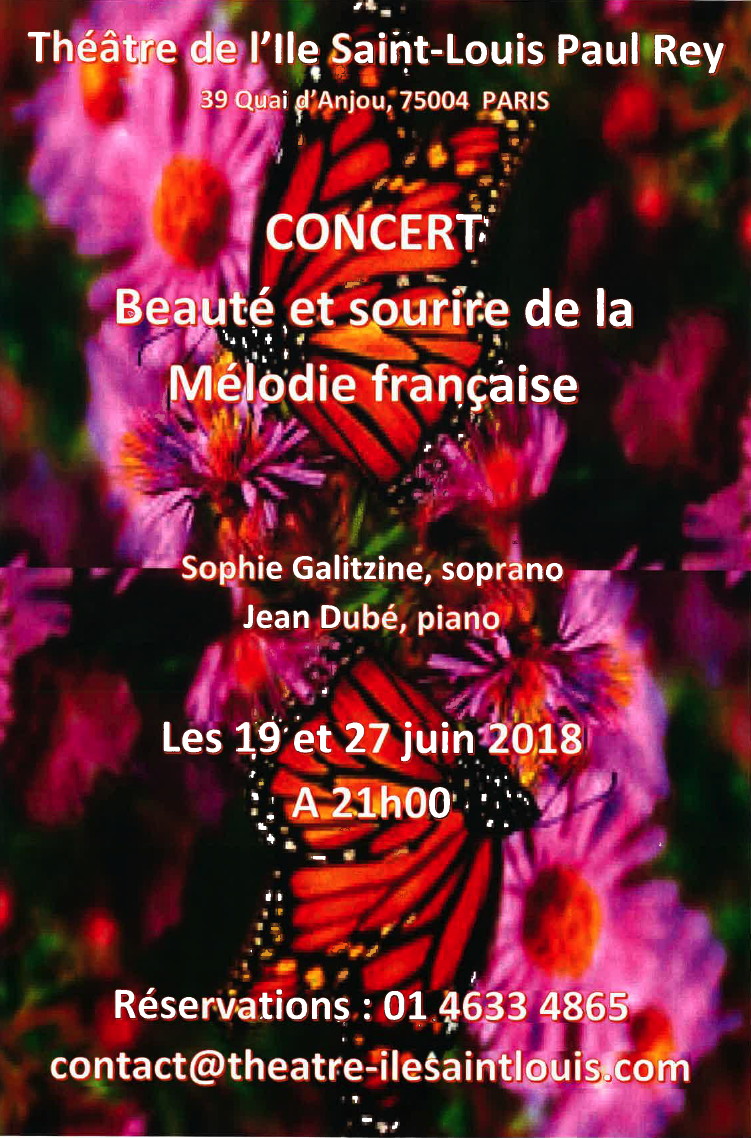 Affiche. Paris. Récital chant-piano. Beauté et sourire de la Mélodie française. 2018-06-19